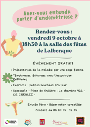 Invitation à une soirée sur l’endométriose – Vendredi 9 octobre à 18h30 - Organisée par la MSP de Lalbenque