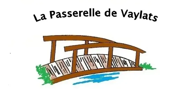 Logo de La Passerelle de Vaylats : une passerelle en bois  sur ru herbeux