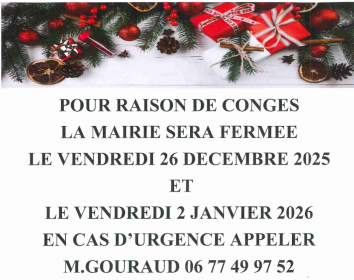 Fermeture mairie fin d'année 2025