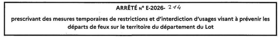 titre de l'arrêté