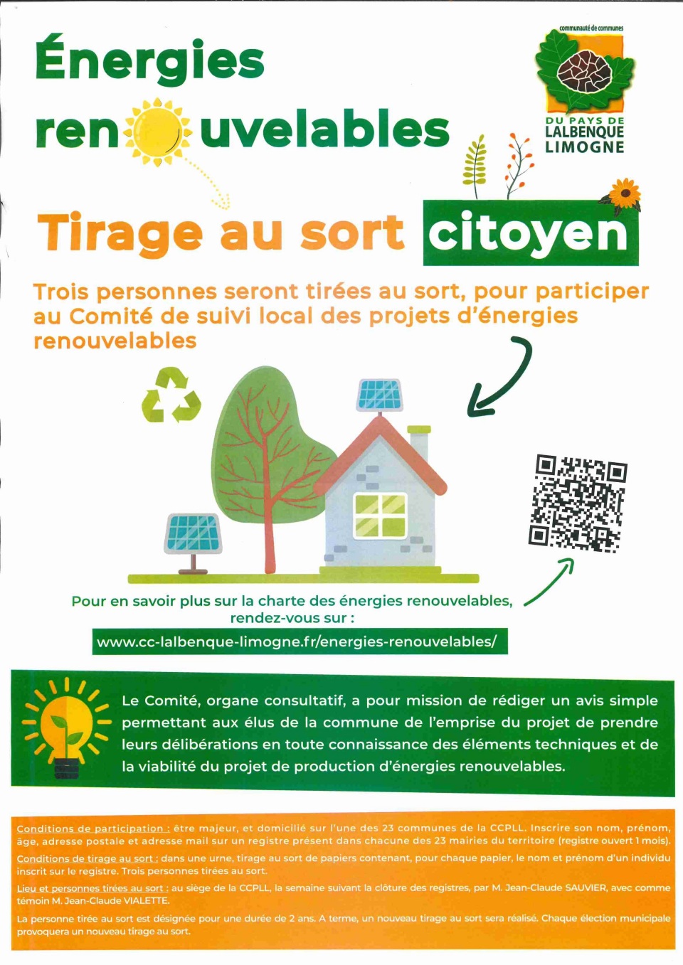 Affiche Tirage au sort citoyen, énergies renouvellables